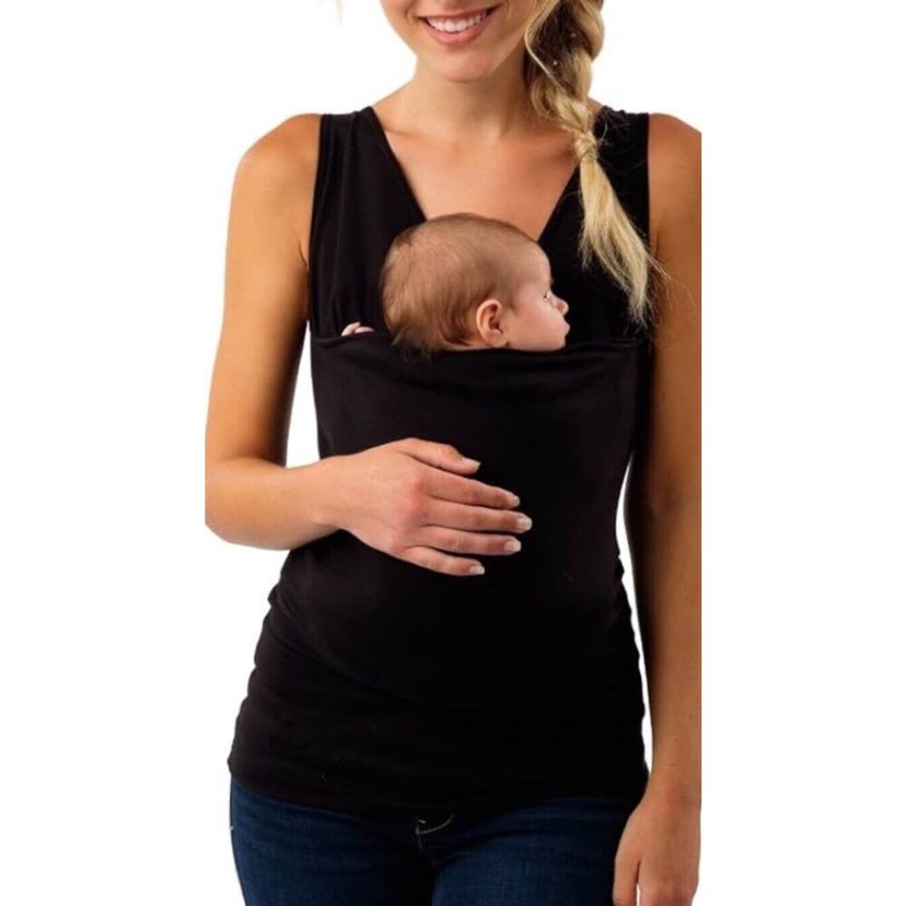 Lalabu Soothe Shirt Baby Wearing Tank Top •Women L• Nursing Black Carrier EXC